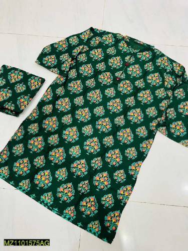 2 Pcs Woman Stitched Lines Printed Suit
