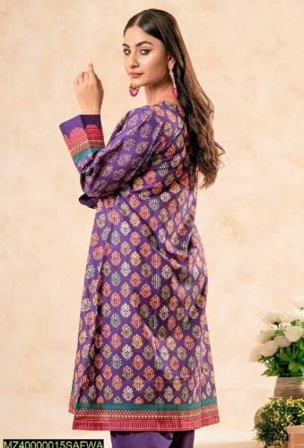 2Pcs Safwa Women Lawn Printed Unstitched Suit