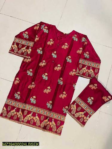 2 pcs Stitched Linen printed suit