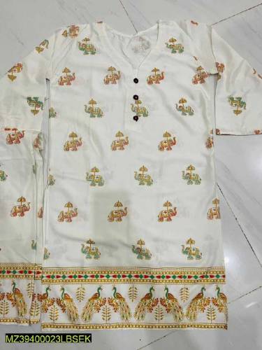 2 pcs Stitched Linen printed suit