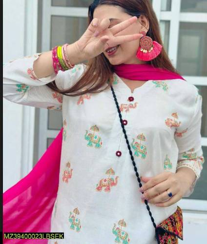2 pcs Stitched Linen printed suit
