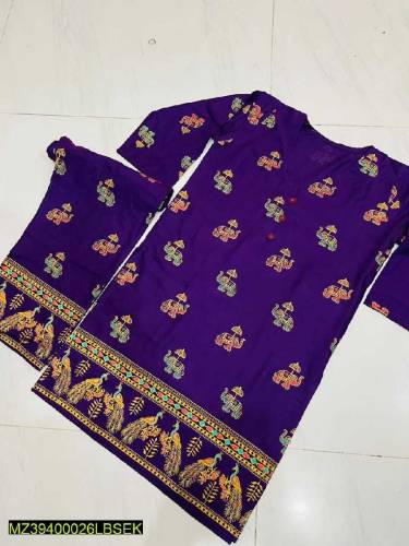 2 pcs Stitched Linen printed suit