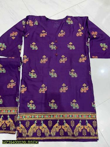 2 pcs Stitched Linen printed suit