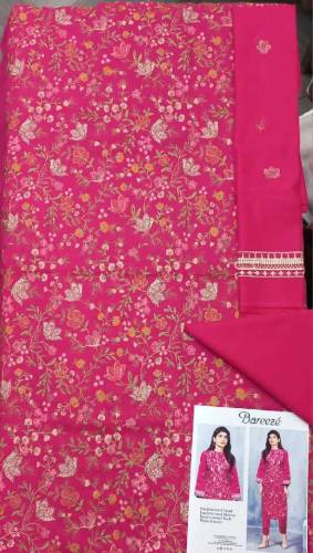 2 PCs woman unstitched lawn embroidered suit