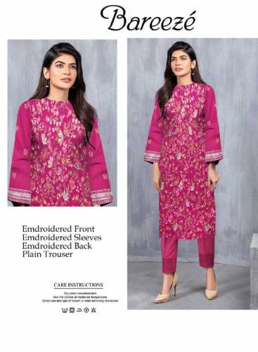 2 PCs woman unstitched lawn embroidered suit