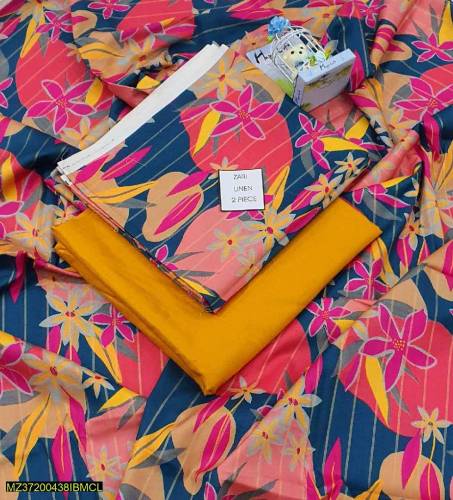 2 pic unstitch woman linen printed sot