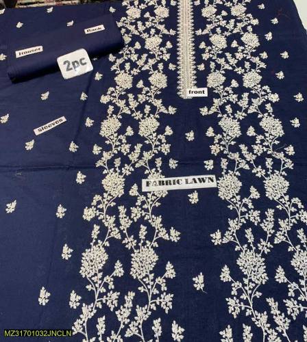 2psc woman unstitch embroidered sout