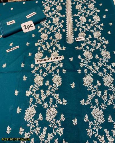 2psc woman unstitch embroidered sout