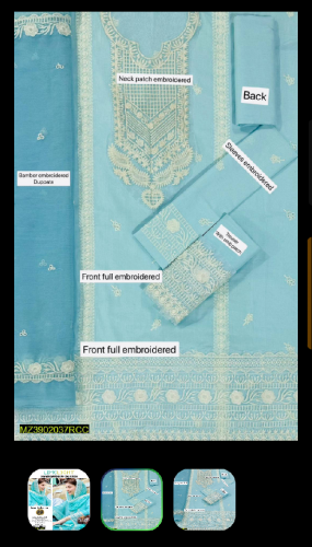 3 pc women,s unstitched lawn embroidered suit
