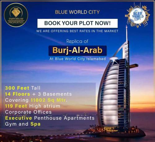 Plots for sale on easy Installments in Blue World City Islamabad
