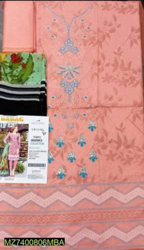 2 pcs womens unstitched lawn embroidered suit