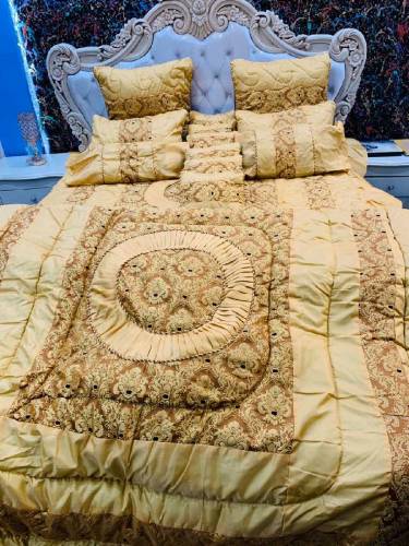 8888 0000op*Bridal Jaqurd slik 14pcs Bedding Set* D # 6009 *What is in