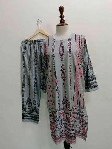 2 PCs digital printed lawn suit
