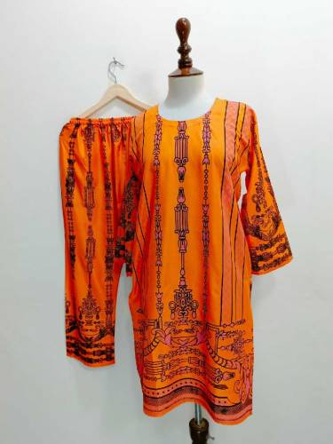 2 PCs digital printed lawn suit