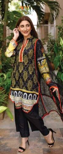 3 Pcs Woman Unstitched Linen Printed Suit