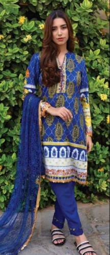 Women's Unstitched Linen Printed Suit