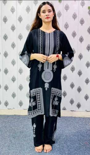 2 Pcs Women's Stitched Printed Suit