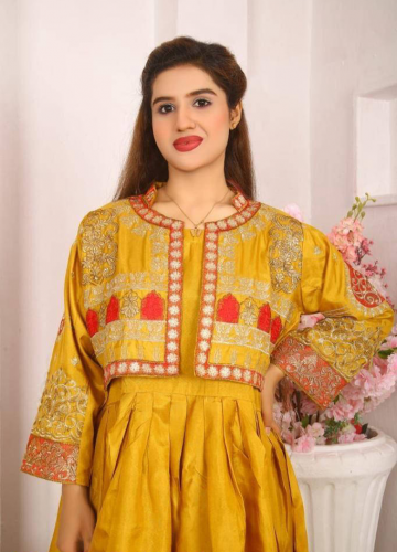 3pcs women stiched katan silk Embroidered maxi