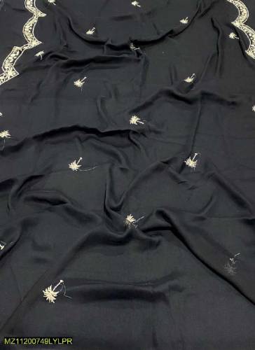 3pc unistiched embroidered dhanak suit 