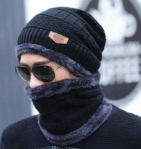 Beanie Wool Cap with Neck Warmer 2pc