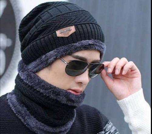 Beanie Wool Cap with Neck Warmer 2pc