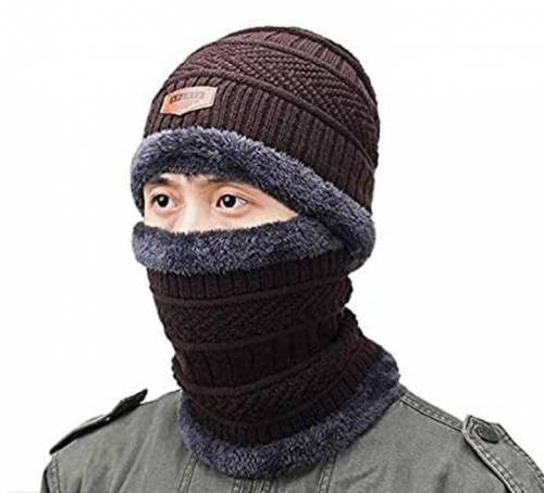 Beanie Wool Cap with Neck Warmer 2pc