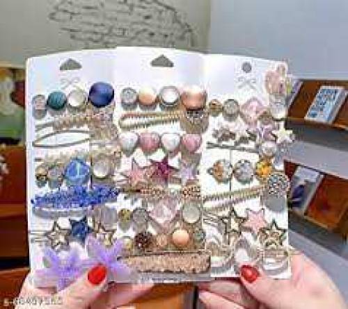 Korean Diamond Metal Pearl clips for Girls 
