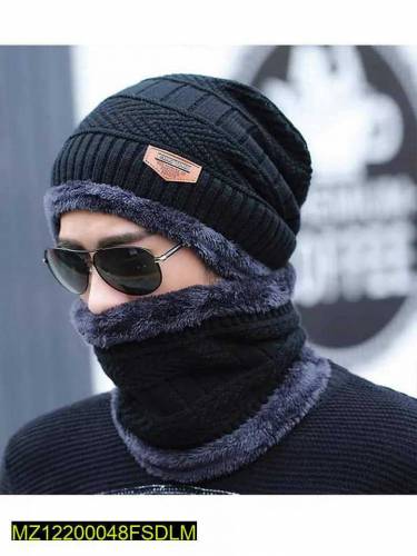 Beanie Wool Cap with Neck Warmer