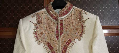 Sherwani cream color pure jama war