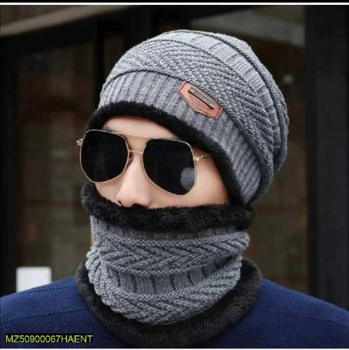 Product Name: Unisex Woolen Beanie And Neck Warmer