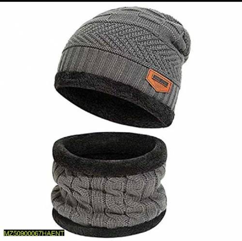 Product Name: Unisex Woolen Beanie And Neck Warmer