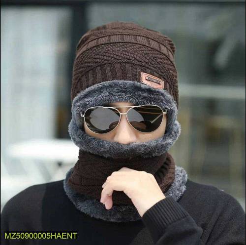 Unisex Woolen Beanie and Neck warmer set 