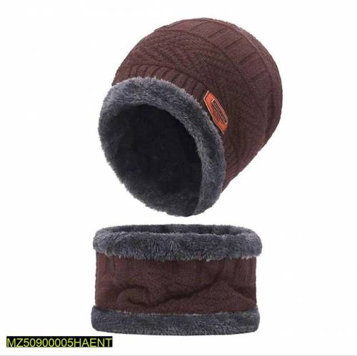 Unisex Woolen Beanie and Neck warmer set 