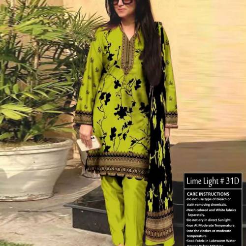 fine linen Embroidered 3 piece