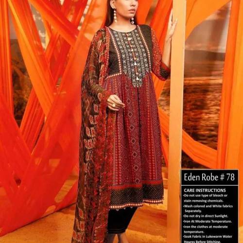 fine linen Embroidered 3 piece