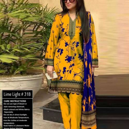 fine linen Embroidered 3 piece