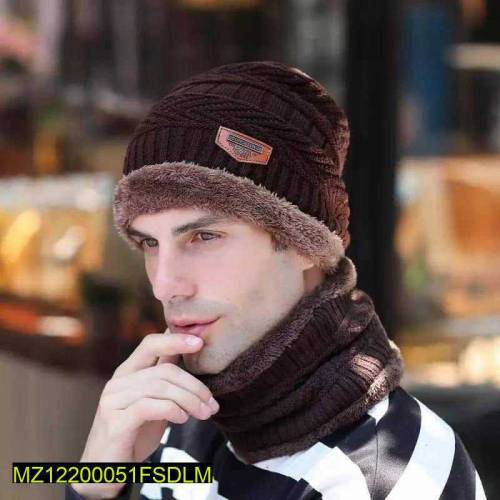 Beanie wool cap with Neck warmer 2pc