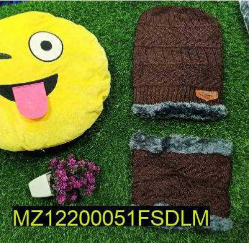 Beanie wool cap with Neck warmer 2pc