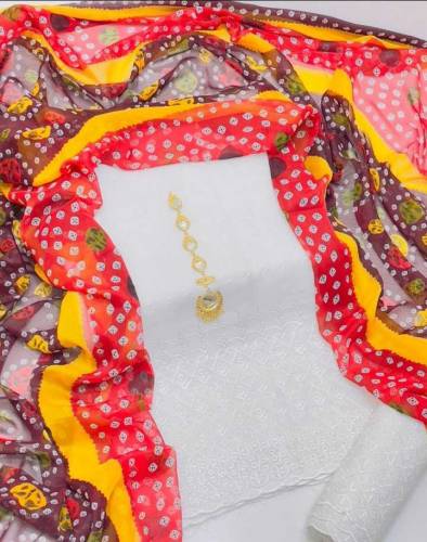 Women Embroidered chiken kari 3pcs suit