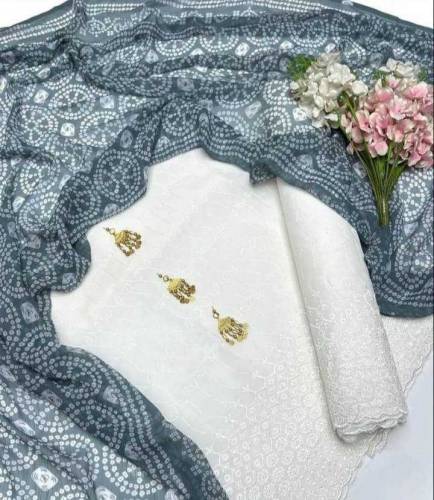 Women Embroidered chiken kari 3pcs suit