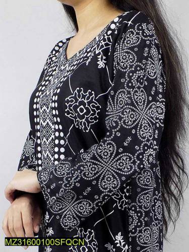 2 PCs women stitched linen printed suit