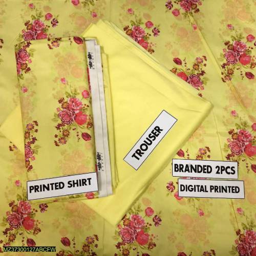 2 pc women's unstitched linen printed suit Best quality 