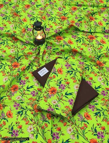 2 pc women's unstitched linen printed suit Best quality 