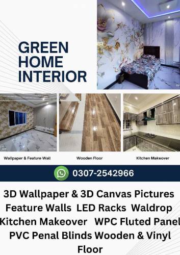 3D Wallpaper,Wooden & Vinyl Floor,Blinds,WPC & PVC Panel,kitchen & Woo