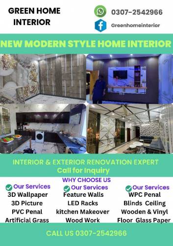 3D Wallpaper,Wooden & Vinyl Floor,Blinds,WPC & PVC Panel,kitchen & Woo