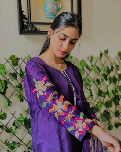 3pcs women stiched katan silk suit 