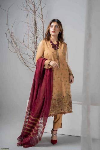 •  Shirt Fabric: Net•  Trouser Fabric: Cotton Silk•  Dupatta: Cotton S