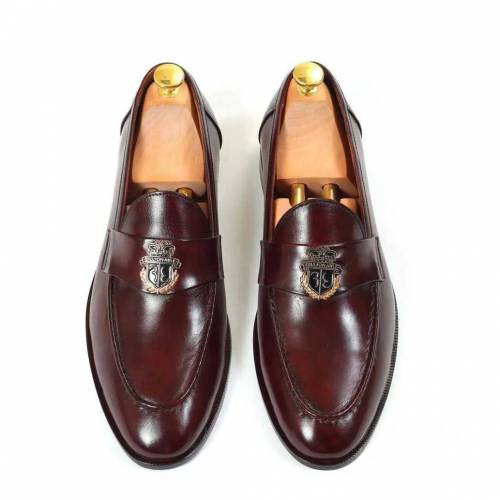 Leather handmade belgain loafer shoes for men, Brown 