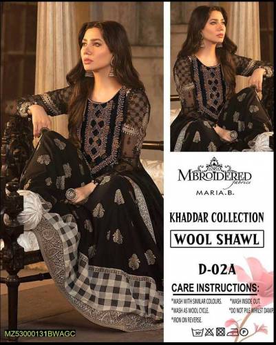 3 Pcs Women's Unstitched Khaddar Embroidered Suit