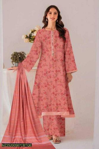 3 PC women unatiched dhanak printed suit